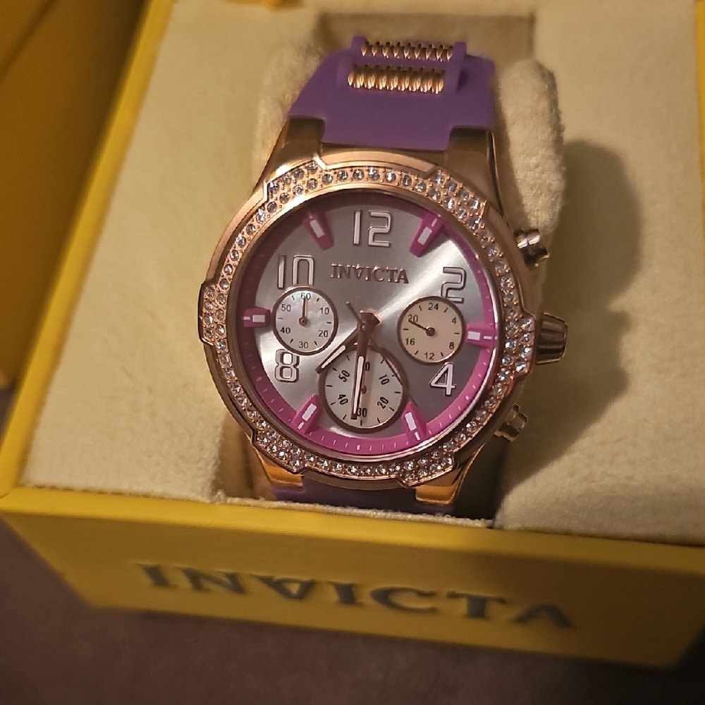 Invicta Women's Watch with Purple Strap and Gold Accents